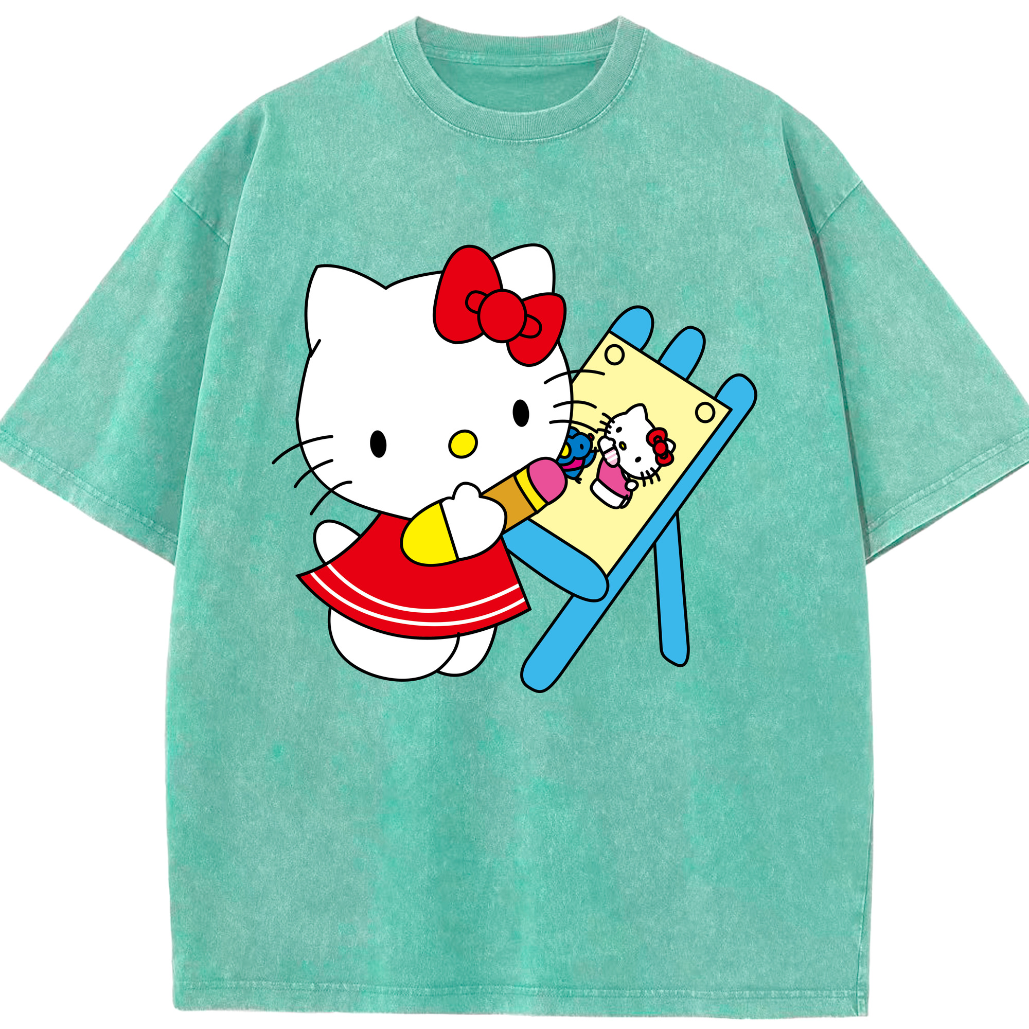 （画像用） Hello Kitty ハローキティ 綿100% ヴィンテージ風 半袖Tシャツ（フロントプリント）